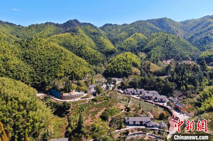 航拍江西井岡山市神山村，青山環(huán)繞，風景秀美。　劉力鑫 攝