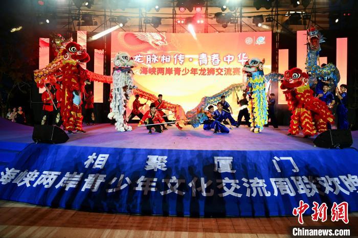 兩岸青少年同臺呈現(xiàn)龍獅表演?！⊥鯑|明 攝