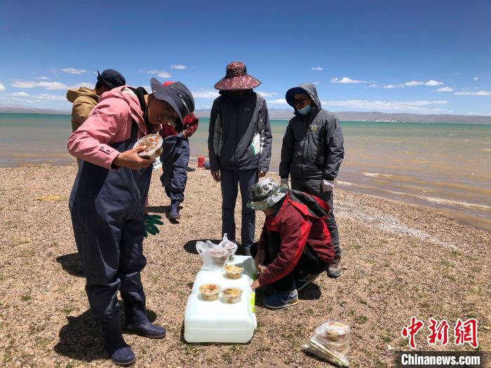 科考隊員在高原湖泊岸邊進餐?！?lt;a target='_blank' ><p  align=